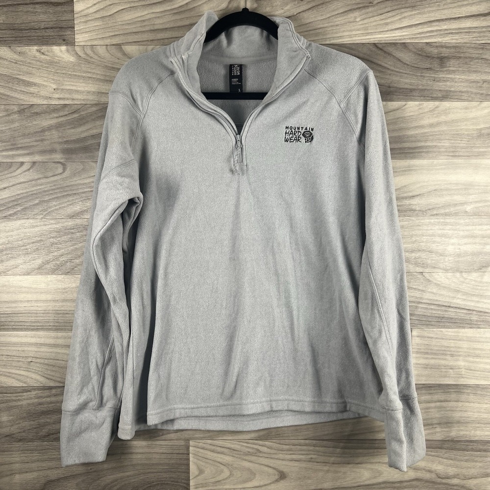 Mountain Hardwear Fleece Sweater Womens Large Gray 1/4 Zip Outdoor Active‎ Layer